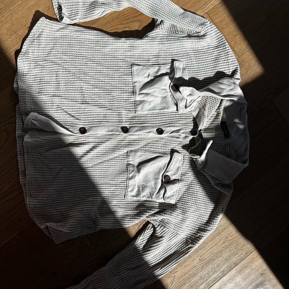 Gray Button-Up Shirt with Pockets